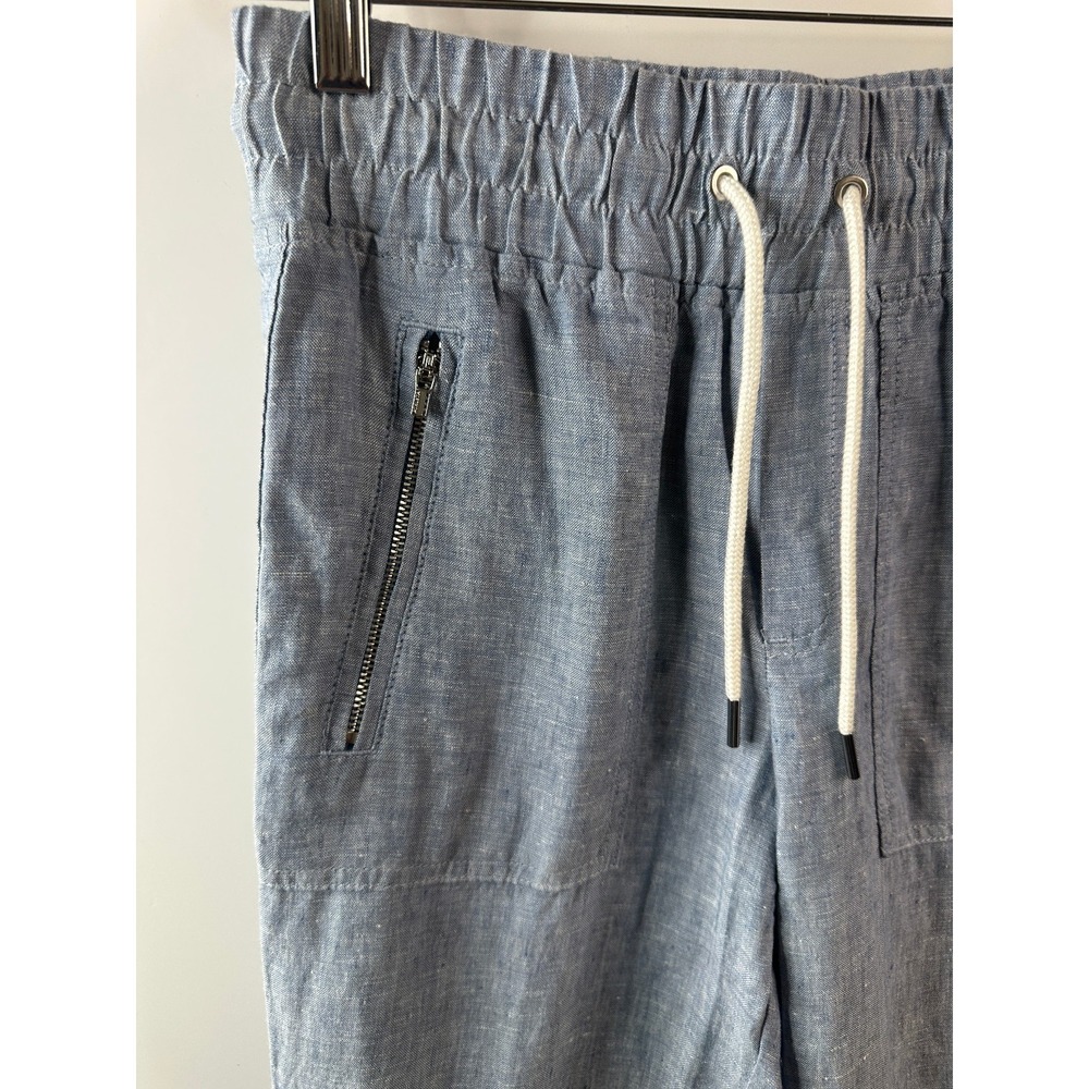 Athleta CABO Linen Jogger Pants Chambray Blue Resort Beach Zip Pockets Size 0 - Picture 4 of 14